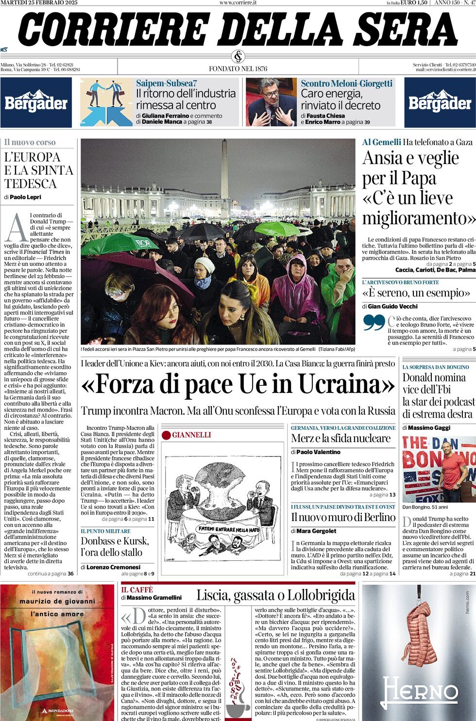 Prima-pagina-del-corriere-della-sera-edizione-di-oggi-25-02-2025