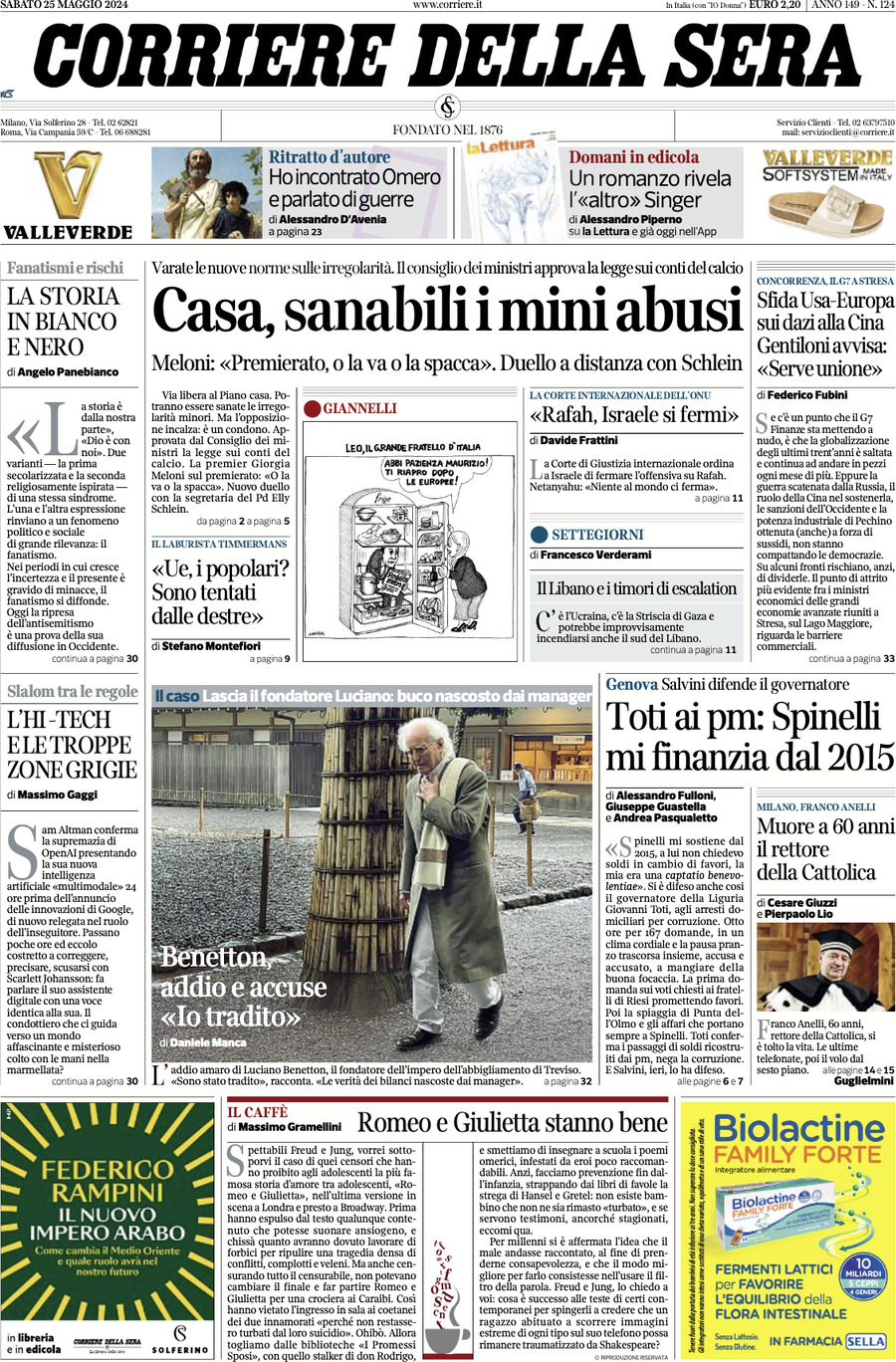 Prima-pagina-del-corriere-della-sera-edizione-di-oggi-25-05-2024