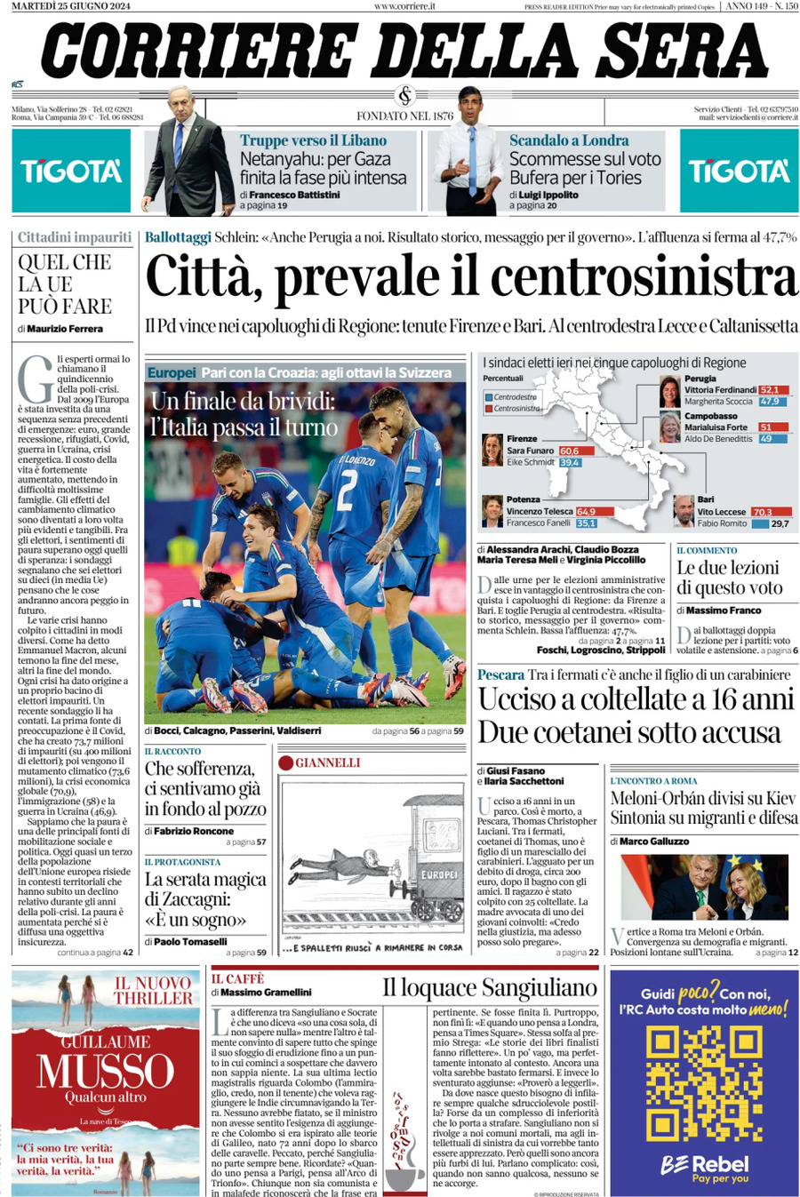 Prima-pagina-del-corriere-della-sera-edizione-di-oggi-25-06-2024