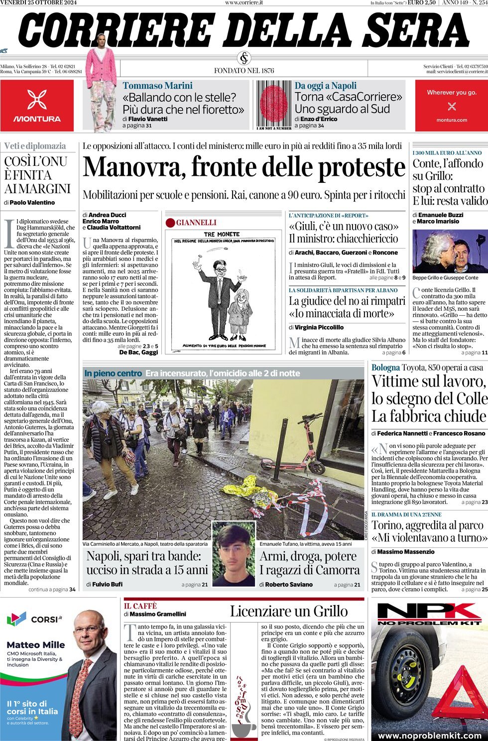 Prima-pagina-del-corriere-della-sera-edizione-di-oggi-25-10-2024