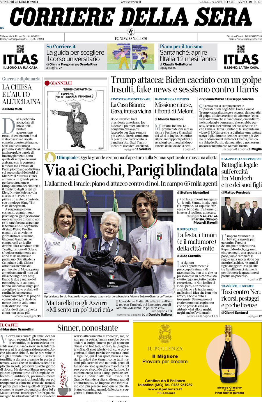 Prima-pagina-del-corriere-della-sera-edizione-di-oggi-26-07-2024