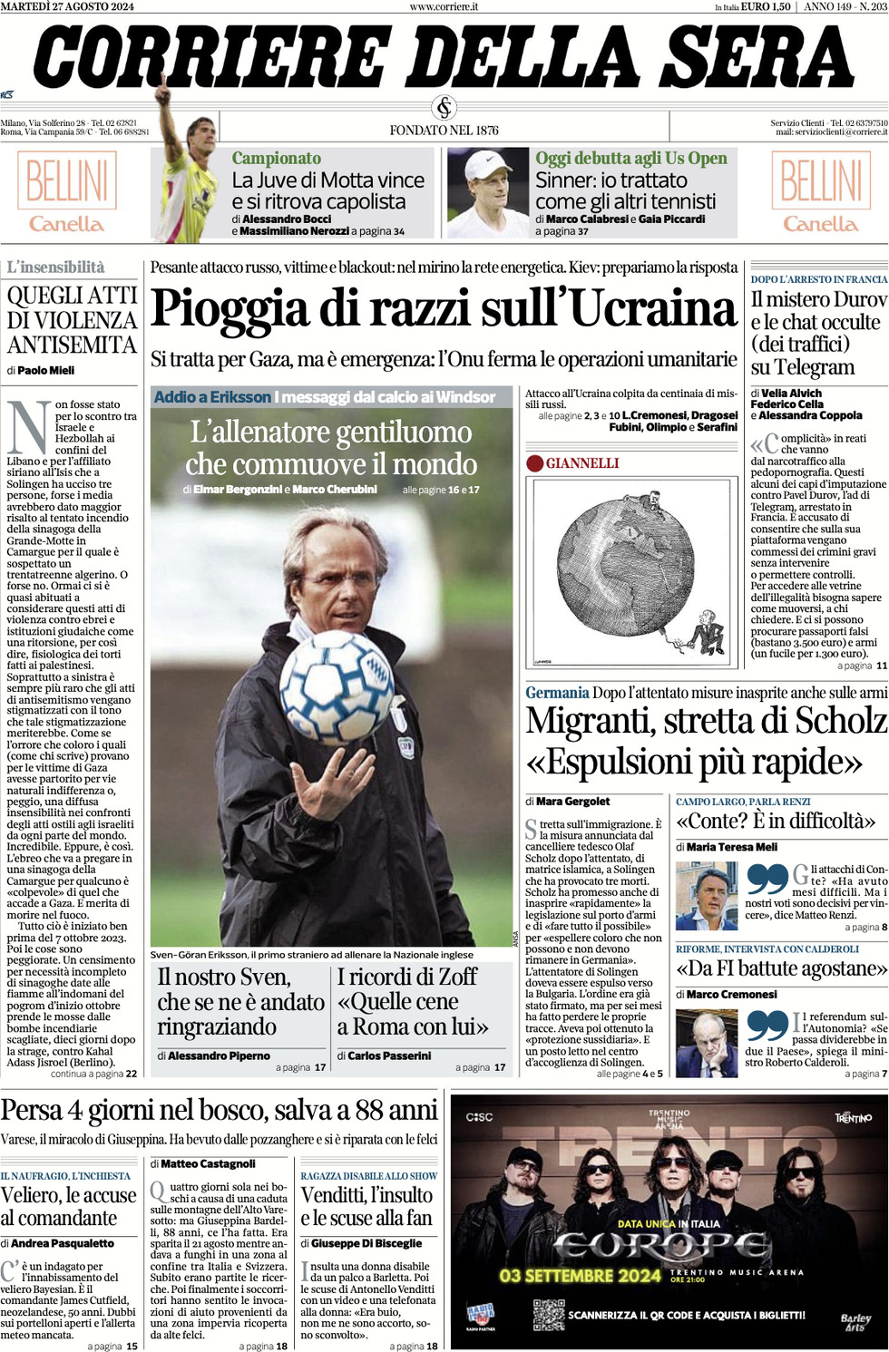 Prima-pagina-del-corriere-della-sera-edizione-di-oggi-27-08-2024