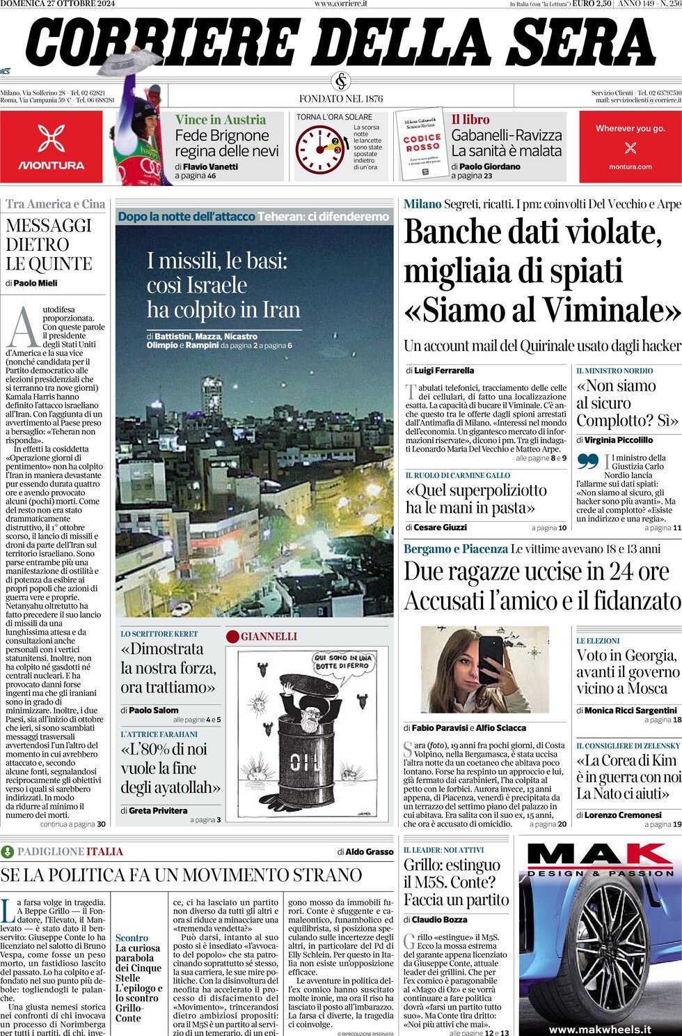 Prima-pagina-del-corriere-della-sera-edizione-di-oggi-27-10-2024