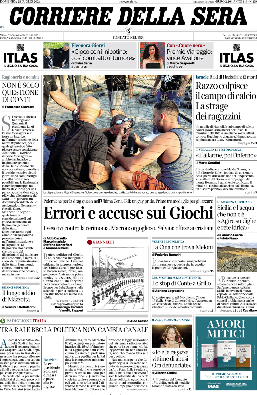 Prima-pagina-del-corriere-della-sera-edizione-di-oggi-28-07-2024