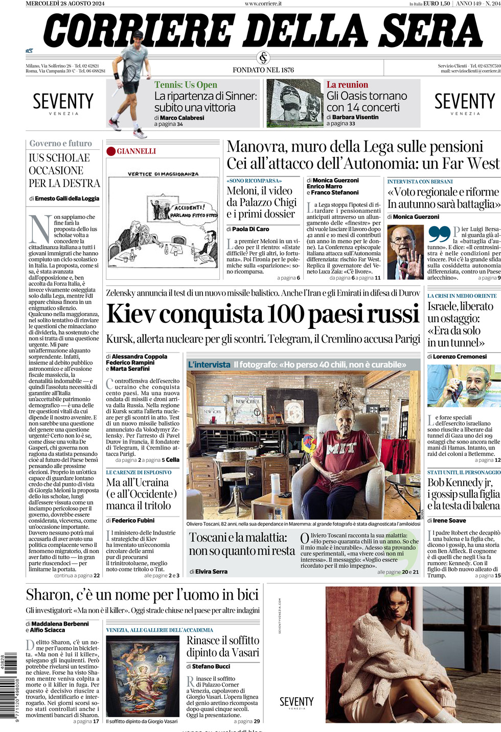 Prima-pagina-del-corriere-della-sera-edizione-di-oggi-28-08-2024