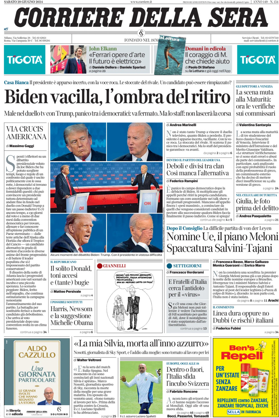 Prima-pagina-del-corriere-della-sera-edizione-di-oggi-29-06-2024