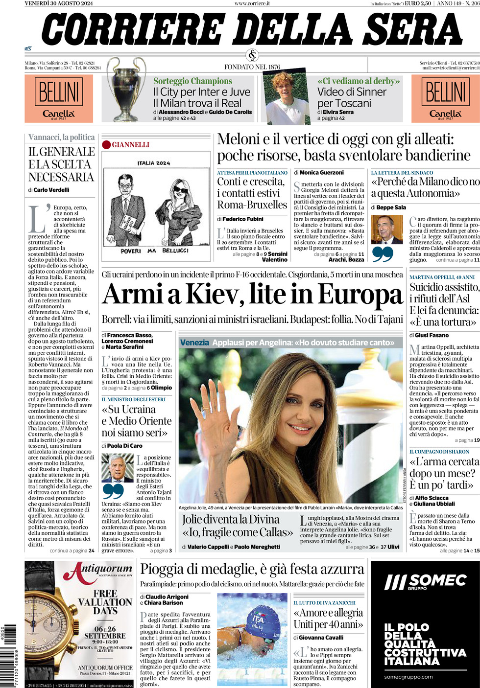 Prima-pagina-del-corriere-della-sera-edizione-di-oggi-30-08-2024