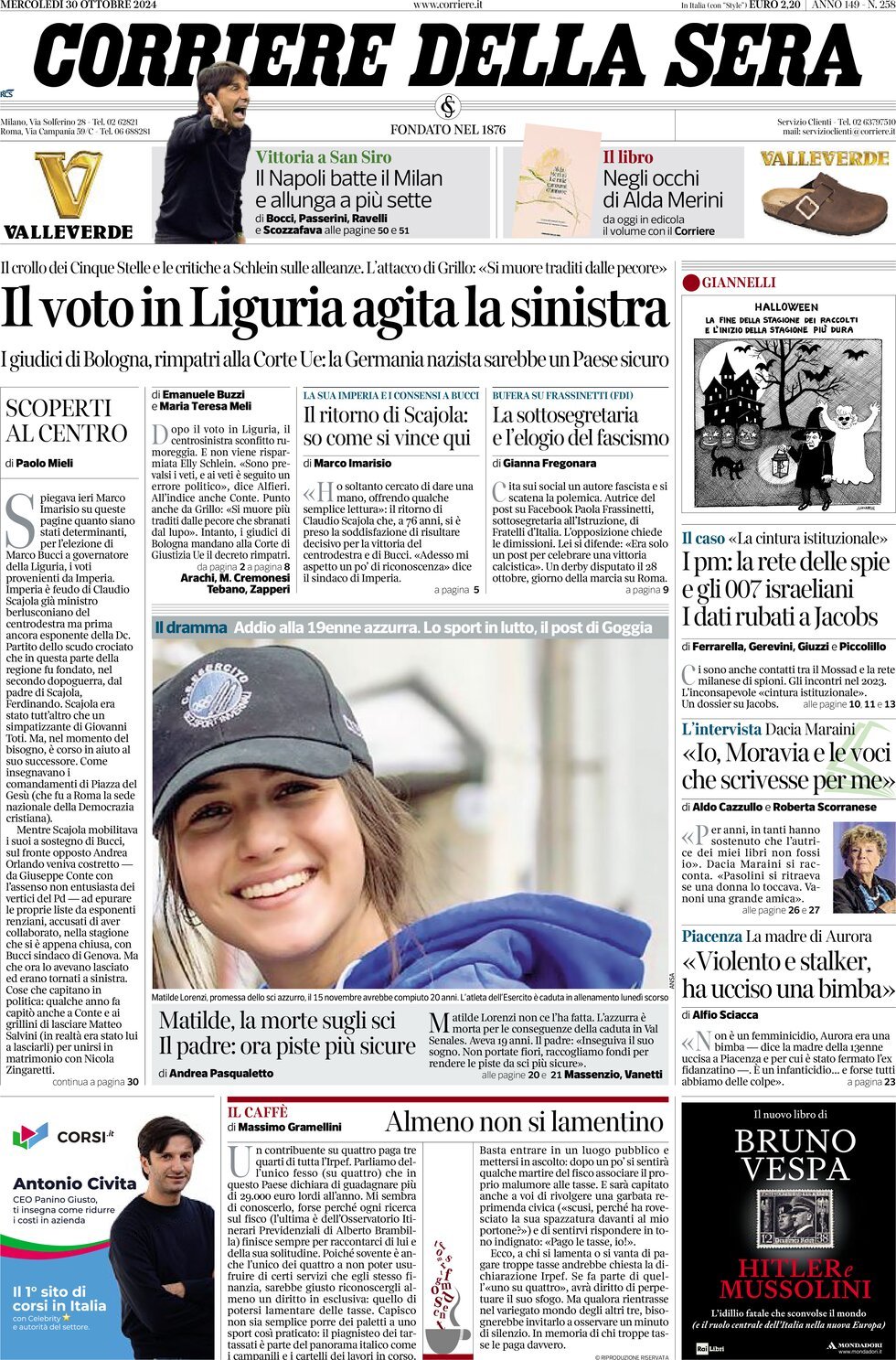 Prima-pagina-del-corriere-della-sera-edizione-di-oggi-30-10-2024