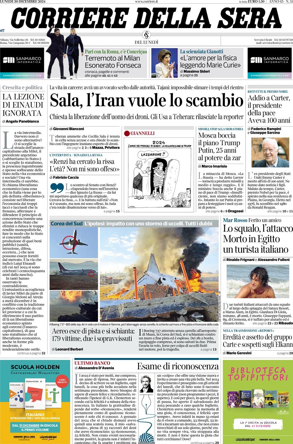 Prima-pagina-del-corriere-della-sera-edizione-di-oggi-30-12-2024