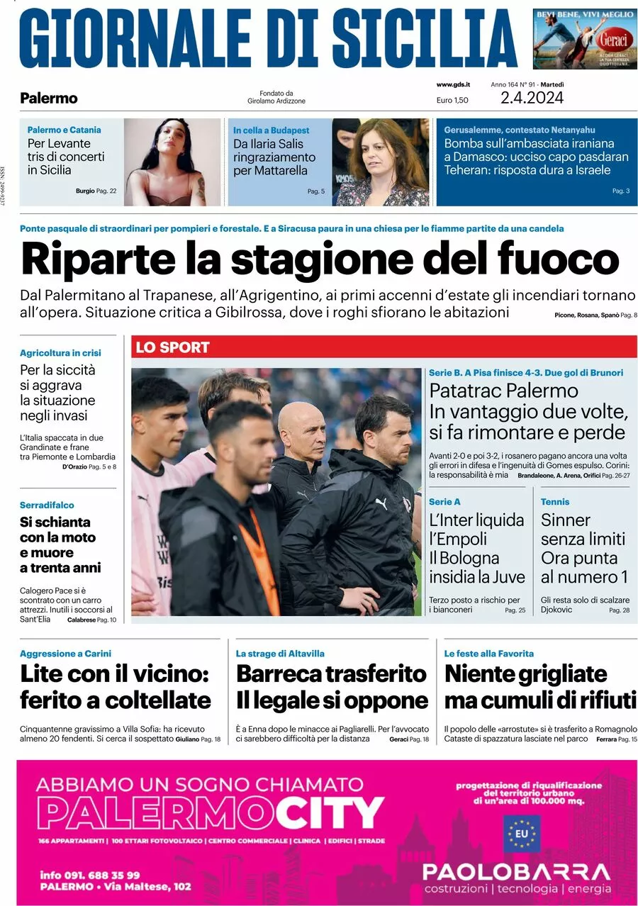 Prima-pagina-giornale-di-sicilia-edizione-palermo-di-oggi-02-04-2024