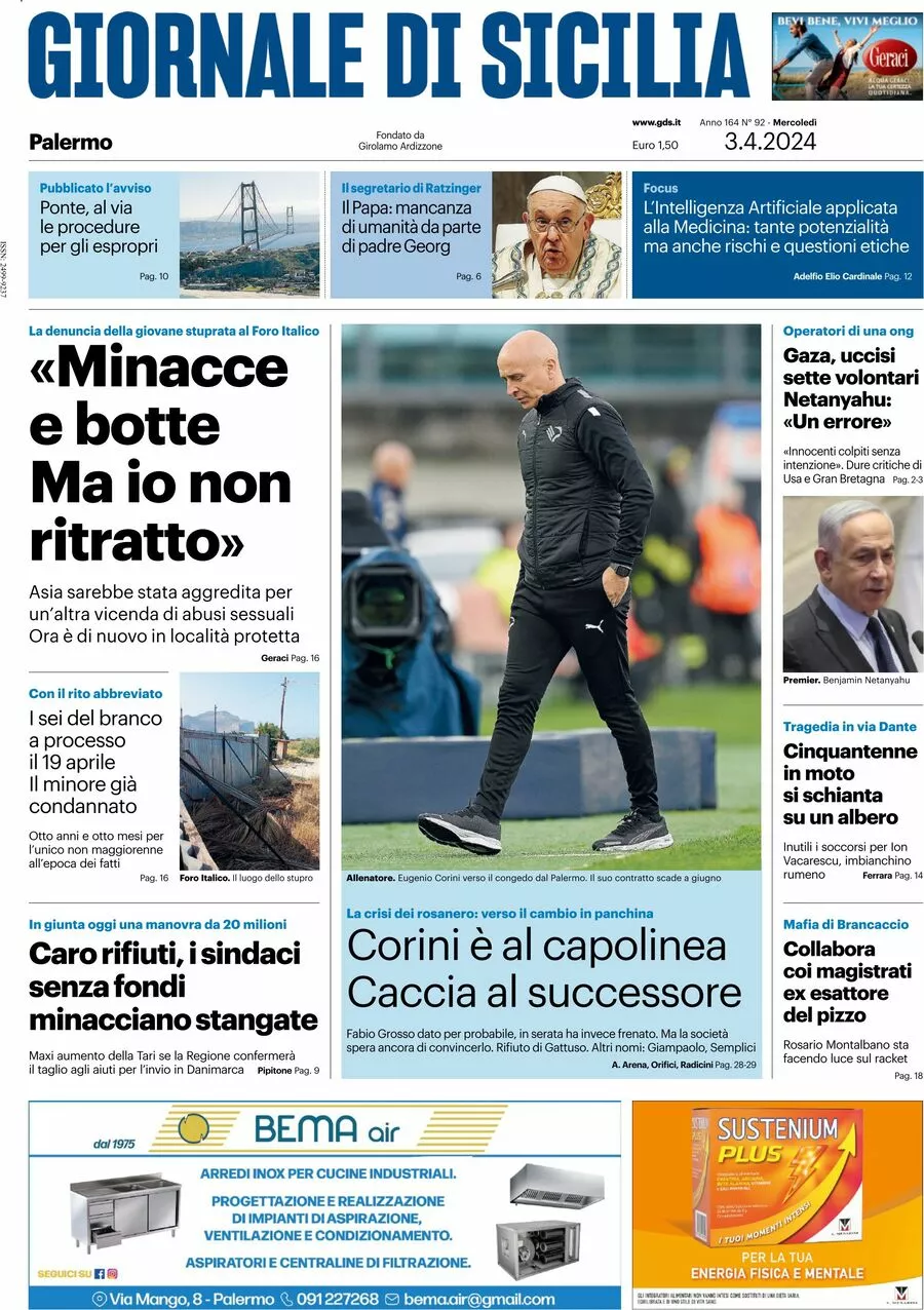 Prima-pagina-giornale-di-sicilia-edizione-palermo-di-oggi-03-04-2024