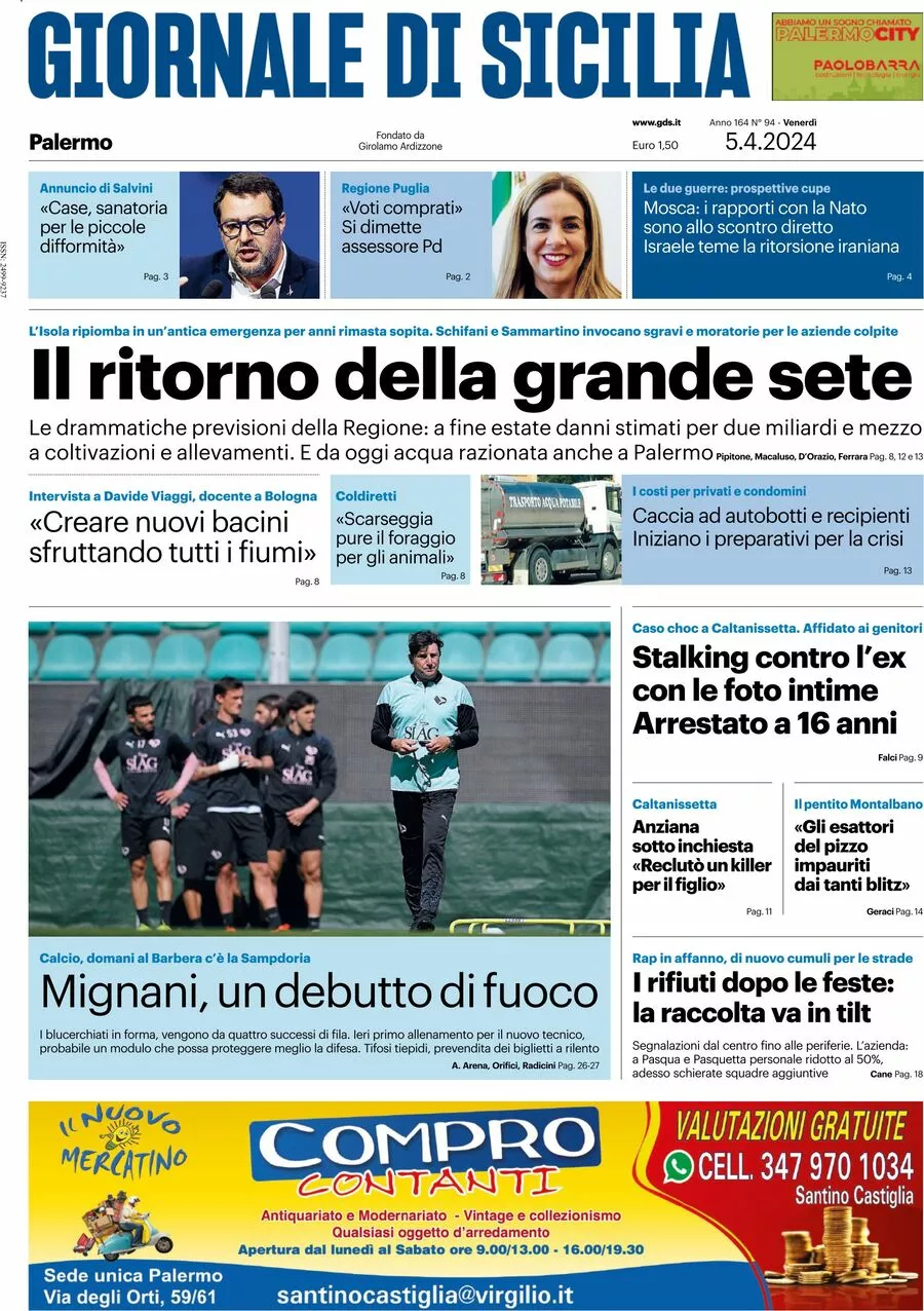 Prima-pagina-giornale-di-sicilia-edizione-palermo-di-oggi-05-04-2024