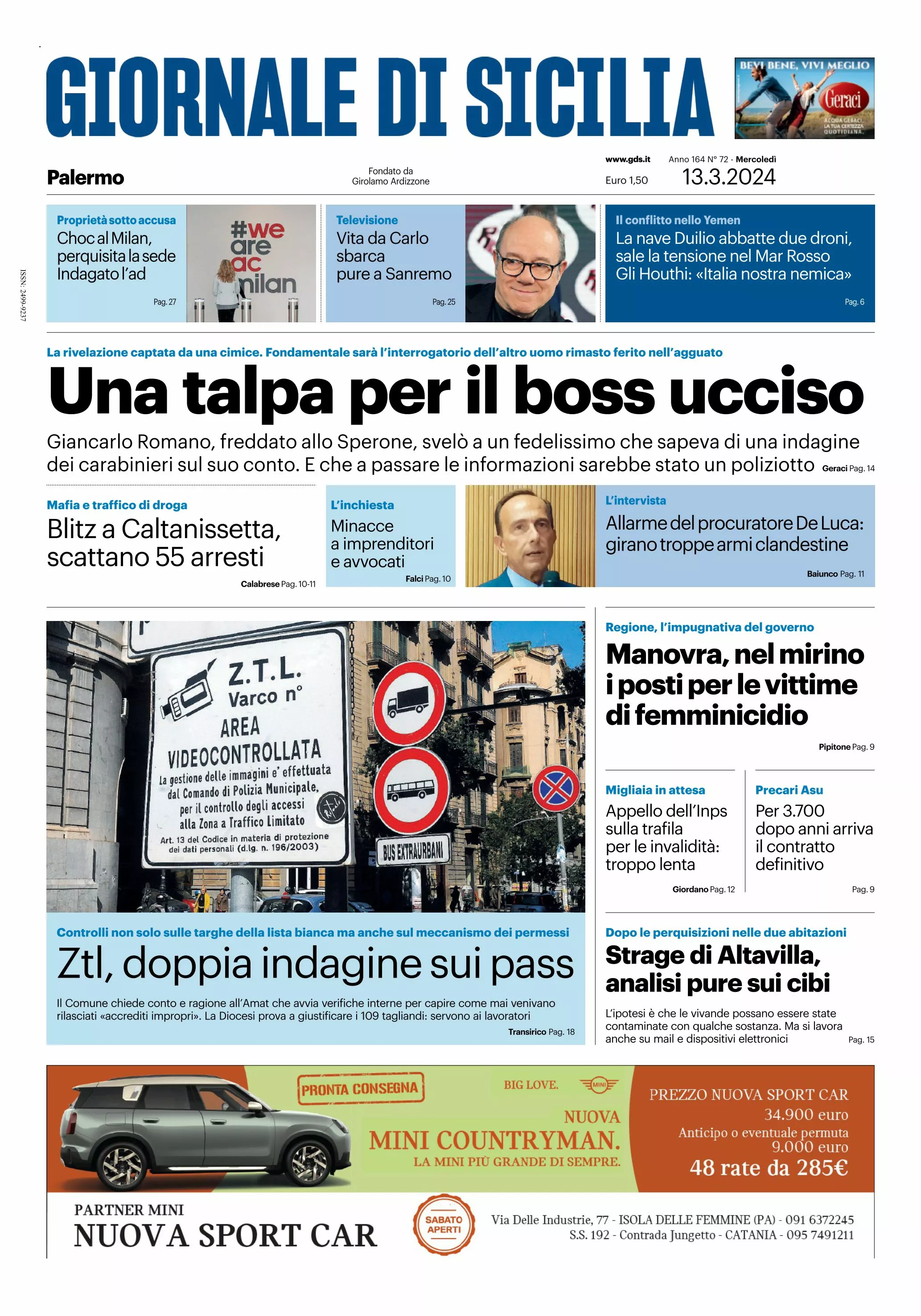 Prima-pagina-giornale-di-sicilia-edizione-palermo-di-oggi-13-03-24