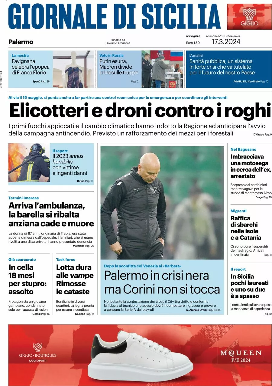 Prima-pagina-giornale-di-sicilia-edizione-palermo-di-oggi-17-03-2024