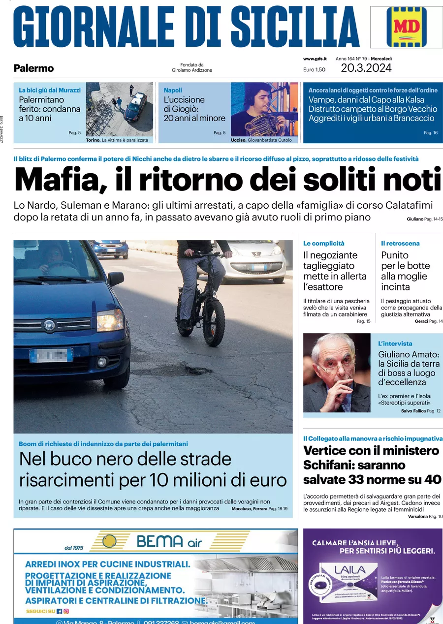 Prima-pagina-giornale-di-sicilia-edizione-palermo-di-oggi-20-03-2024