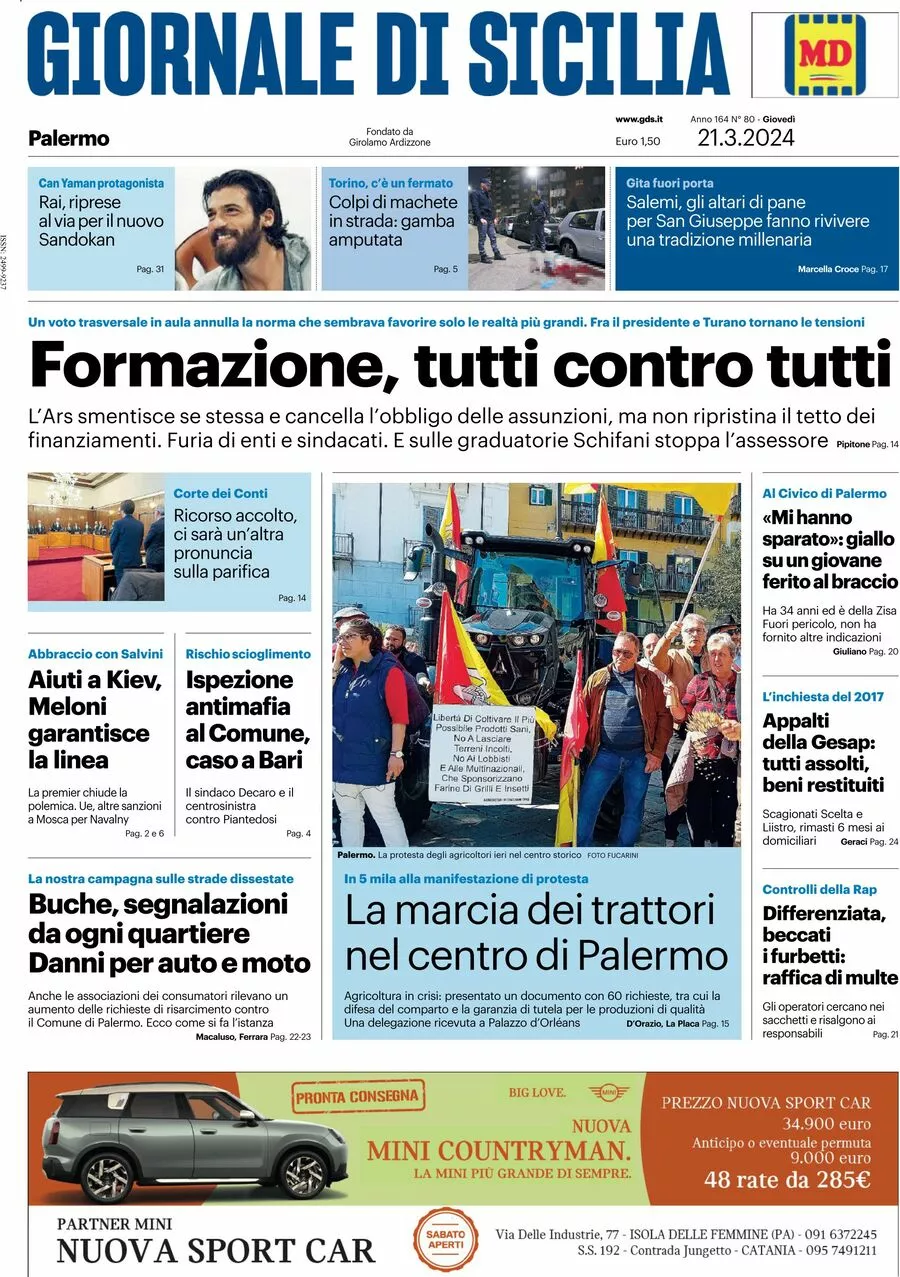 Prima-pagina-giornale-di-sicilia-edizione-palermo-di-oggi-21-03-2024