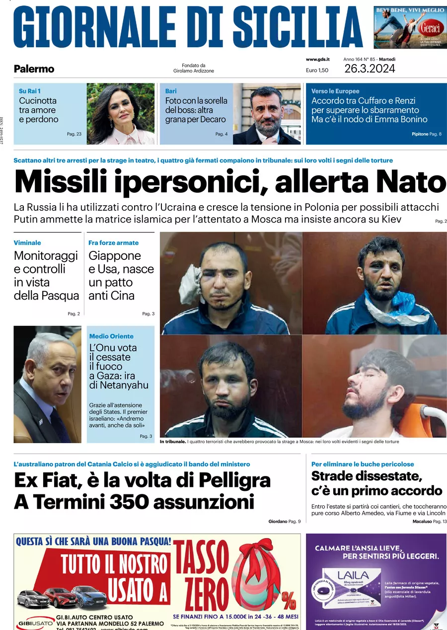 Prima-pagina-giornale-di-sicilia-edizione-palermo-di-oggi-26-03-2024