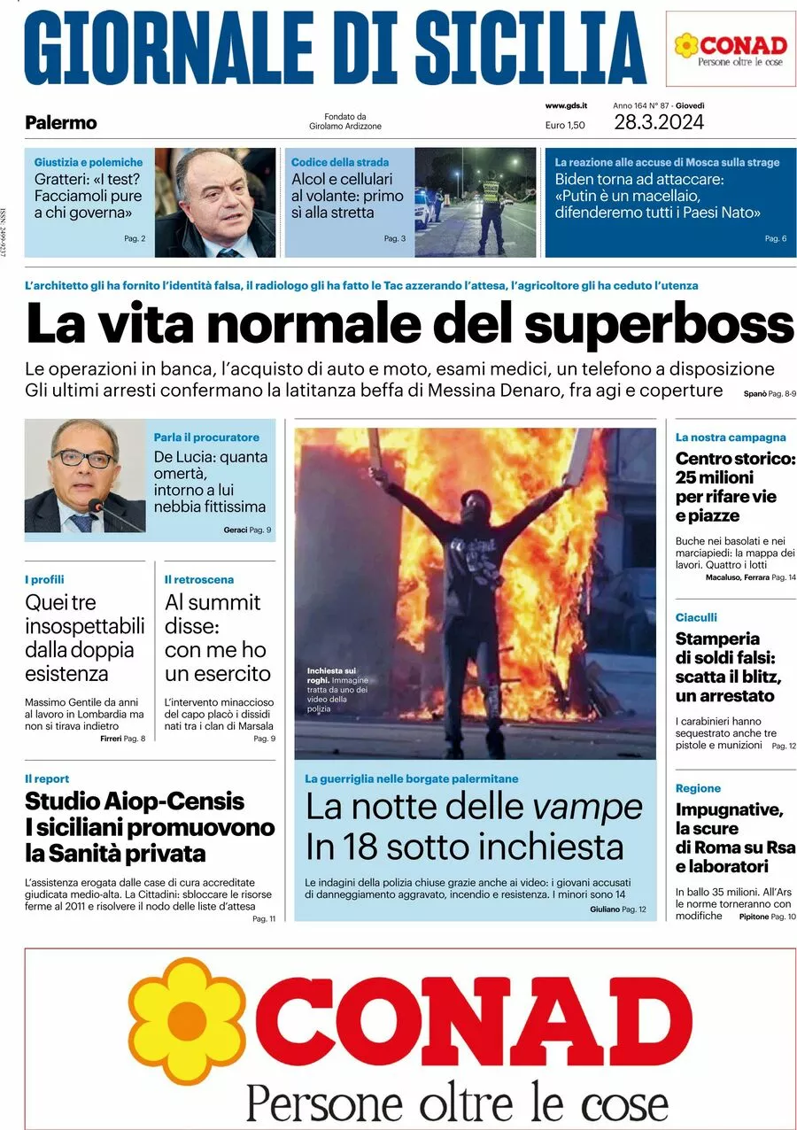 Prima-pagina-giornale-di-sicilia-edizione-palermo-di-oggi-28-03-2024