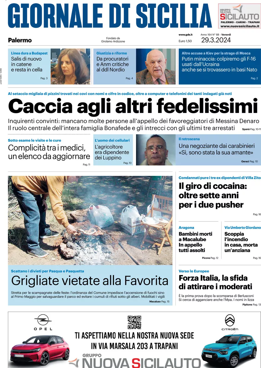 Prima-pagina-giornale-di-sicilia-edizione-palermo-di-oggi-29-03-2024