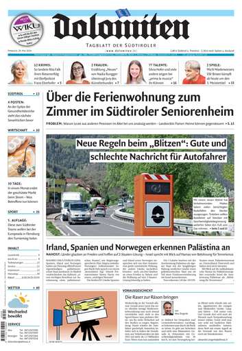 prima pagina dolomiten