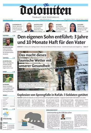 Prima-pagina-dolomiten-del-2024-05-30