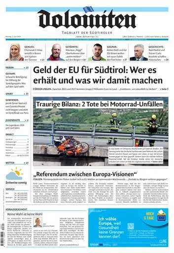 Prima-pagina-dolomiten-del-2024-06-03