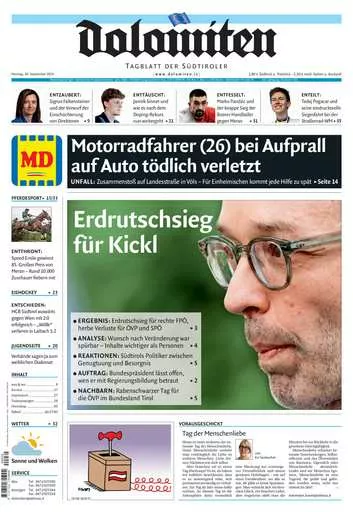 Prima-pagina-dolomiten-del-2024-09-30