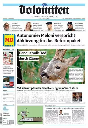 Prima-pagina-dolomiten-del-2024-10-10