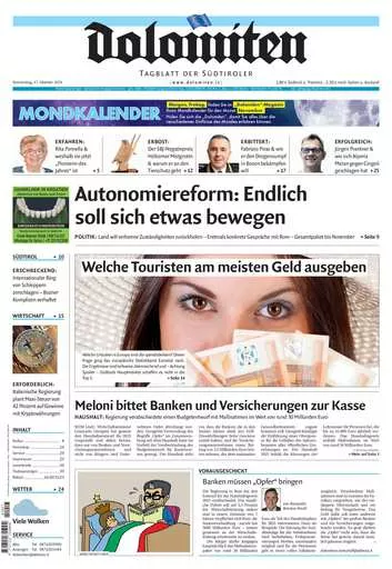 Prima-pagina-dolomiten-del-2024-10-17