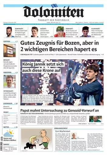 Prima-pagina-dolomiten-del-2024-11-18