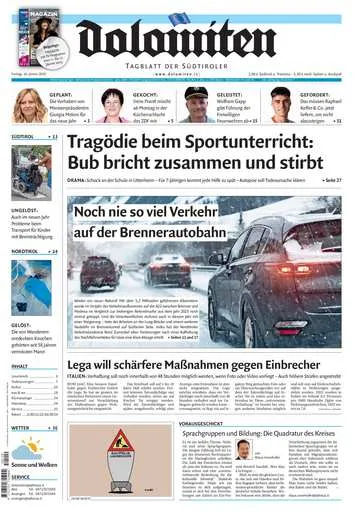 Prima-pagina-dolomiten-del-2025-01-10