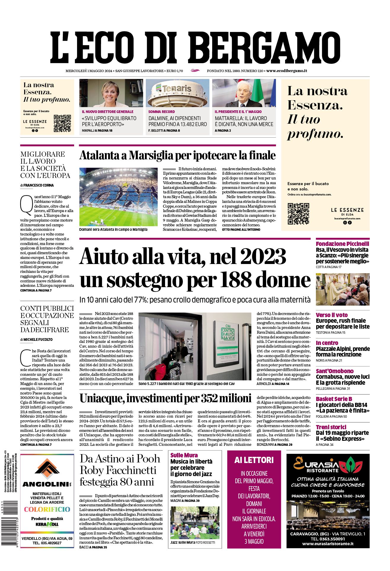 Prima-pagina-eco-di-bergamo-edizione-di-oggi-01-05-2024