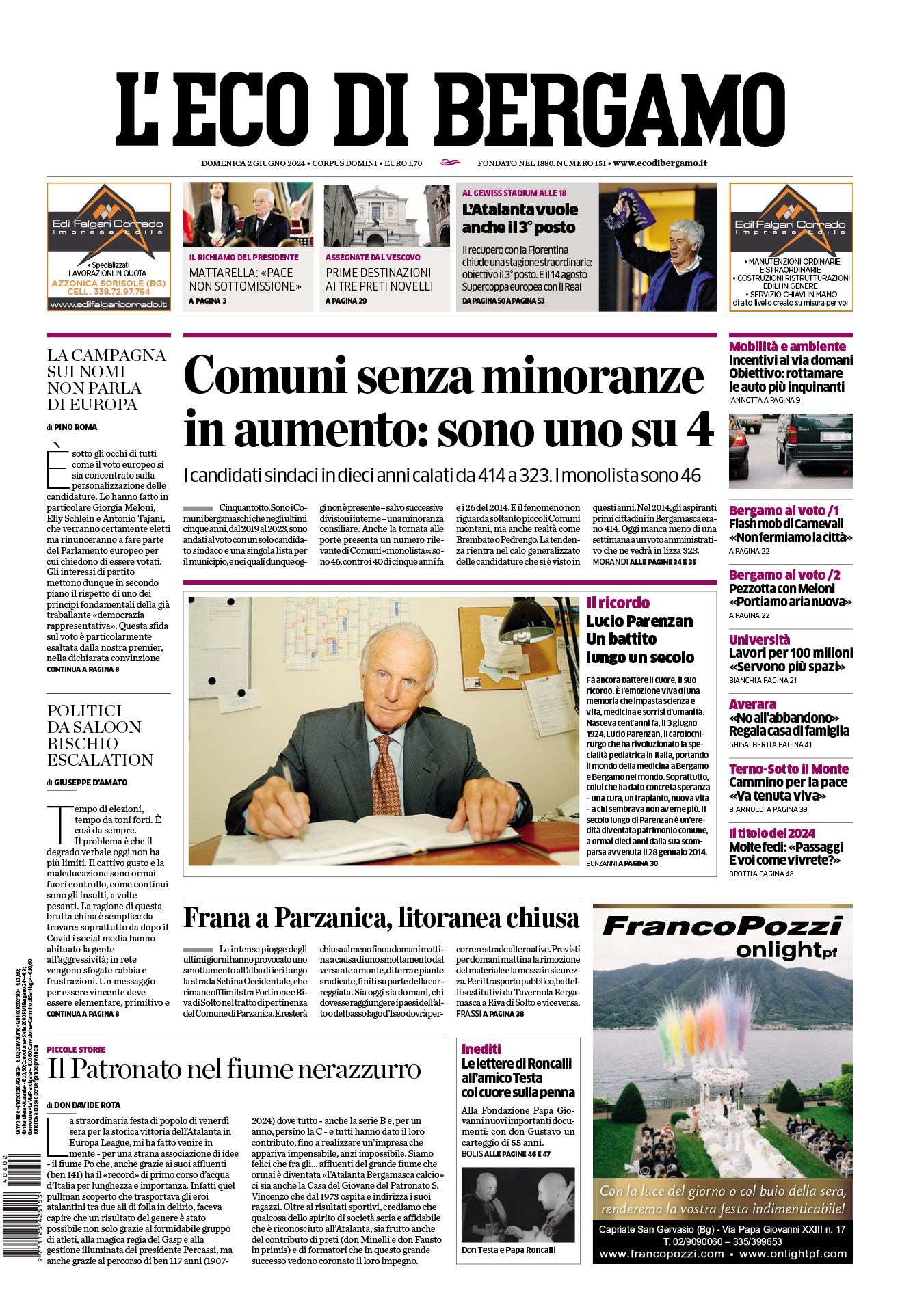 Prima-pagina-eco-di-bergamo-edizione-di-oggi-02-06-2024