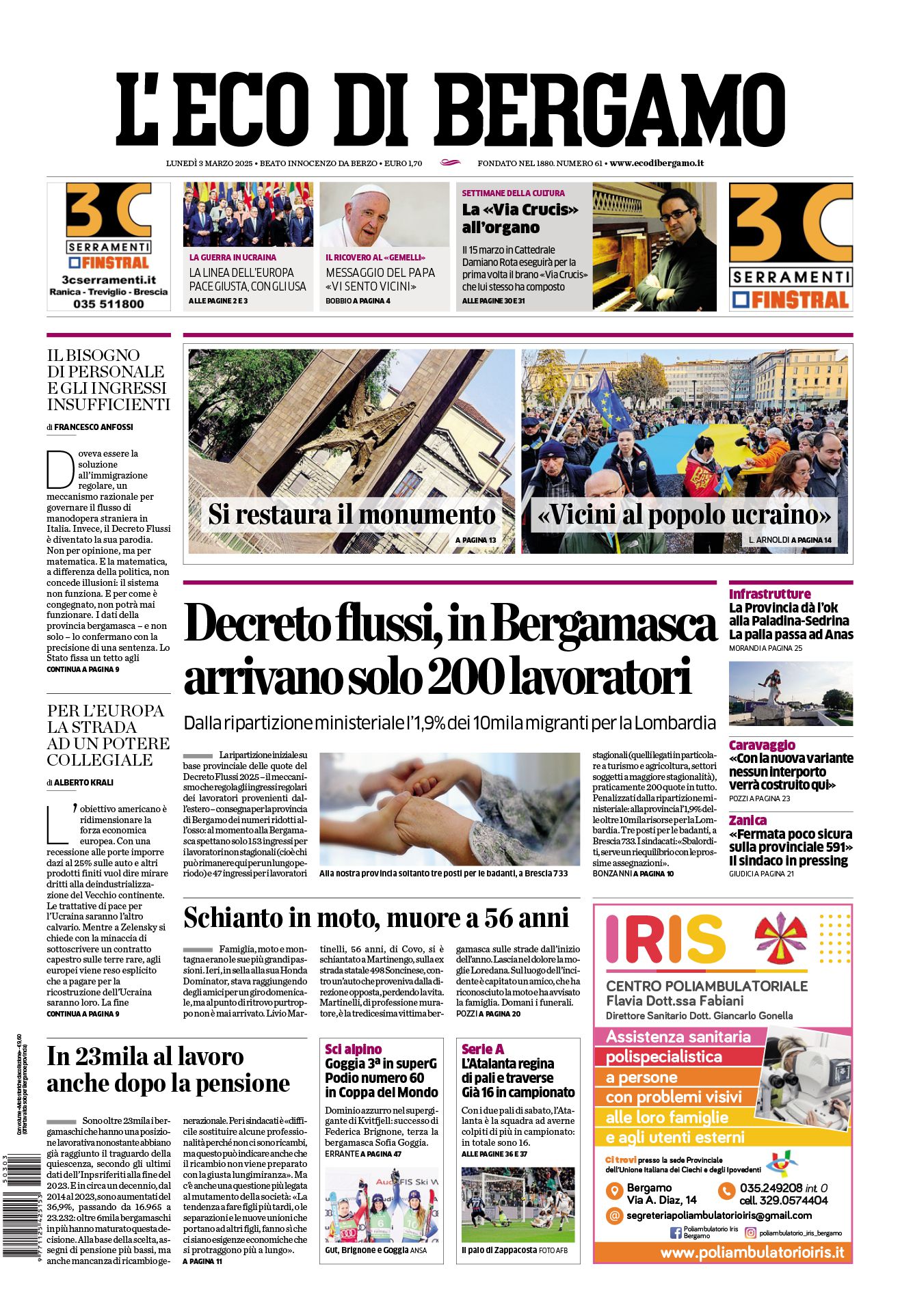 Prima-pagina-eco-di-bergamo-edizione-di-oggi-03-03-2025