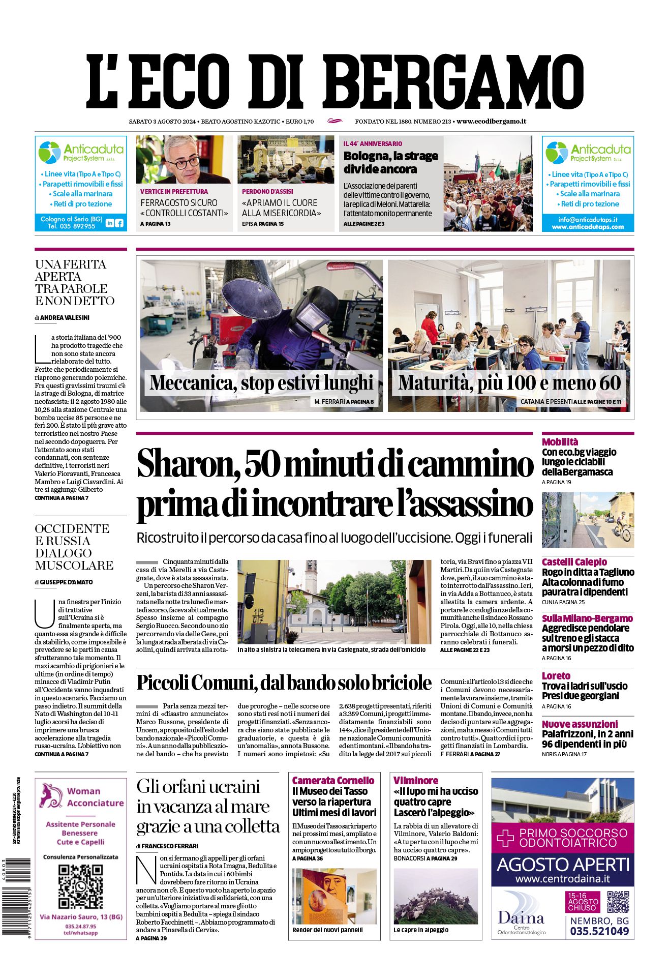 Prima-pagina-eco-di-bergamo-edizione-di-oggi-03-08-2024