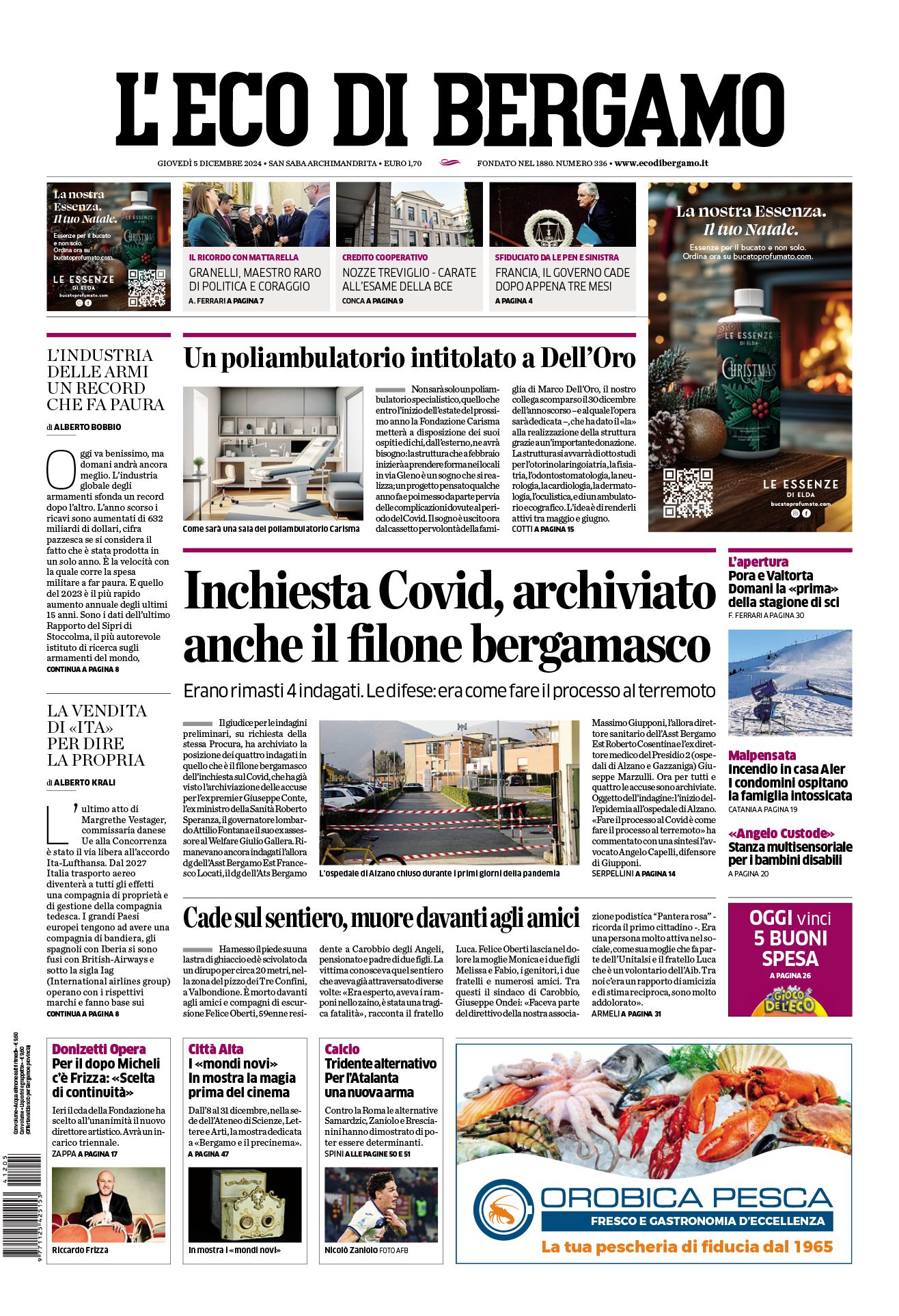 Prima-pagina-eco-di-bergamo-edizione-di-oggi-05-12-2024