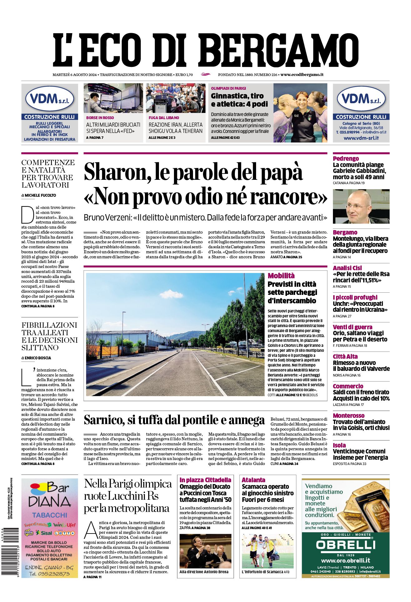 Prima-pagina-eco-di-bergamo-edizione-di-oggi-06-08-2024