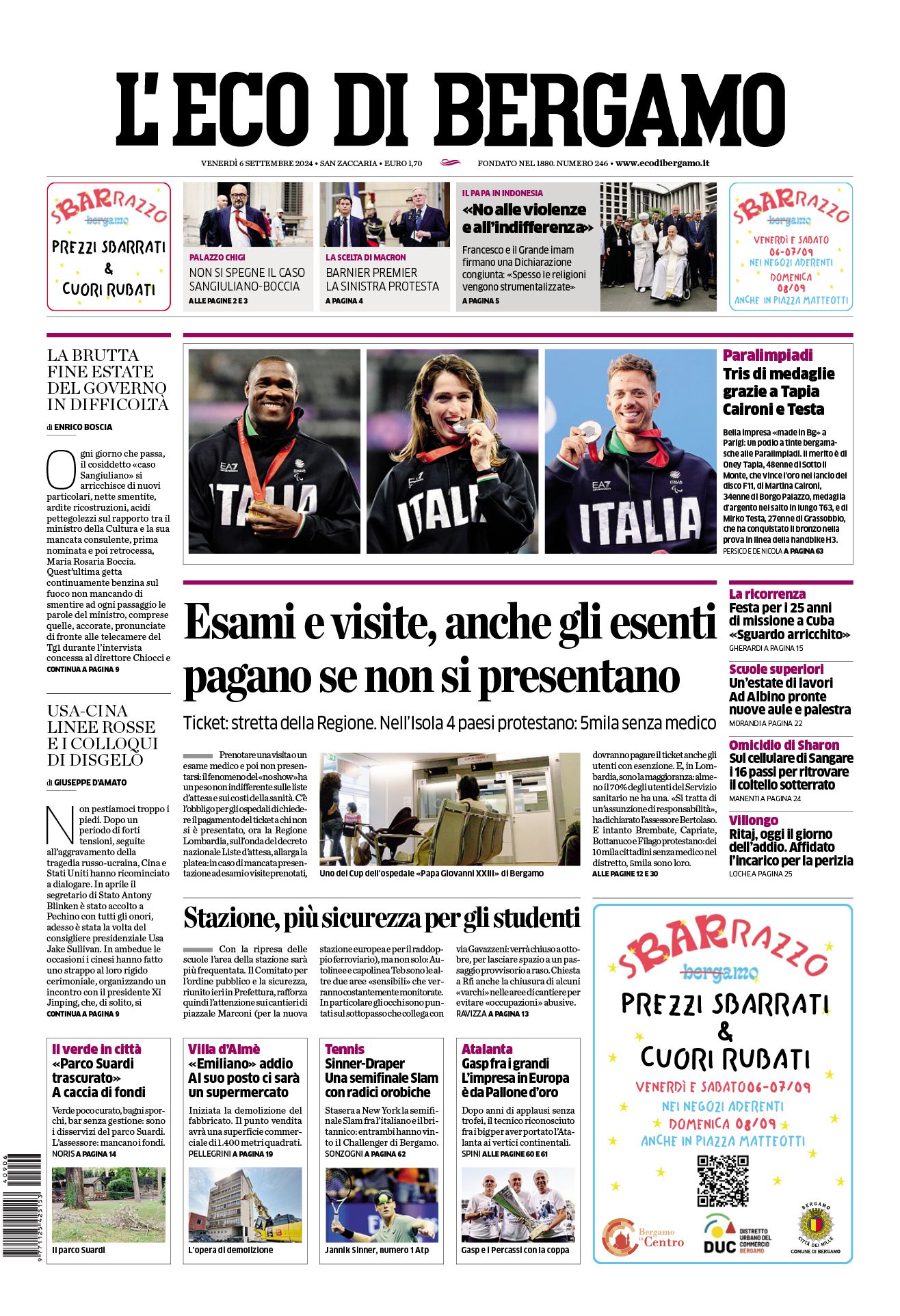 Prima-pagina-eco-di-bergamo-edizione-di-oggi-06-09-2024