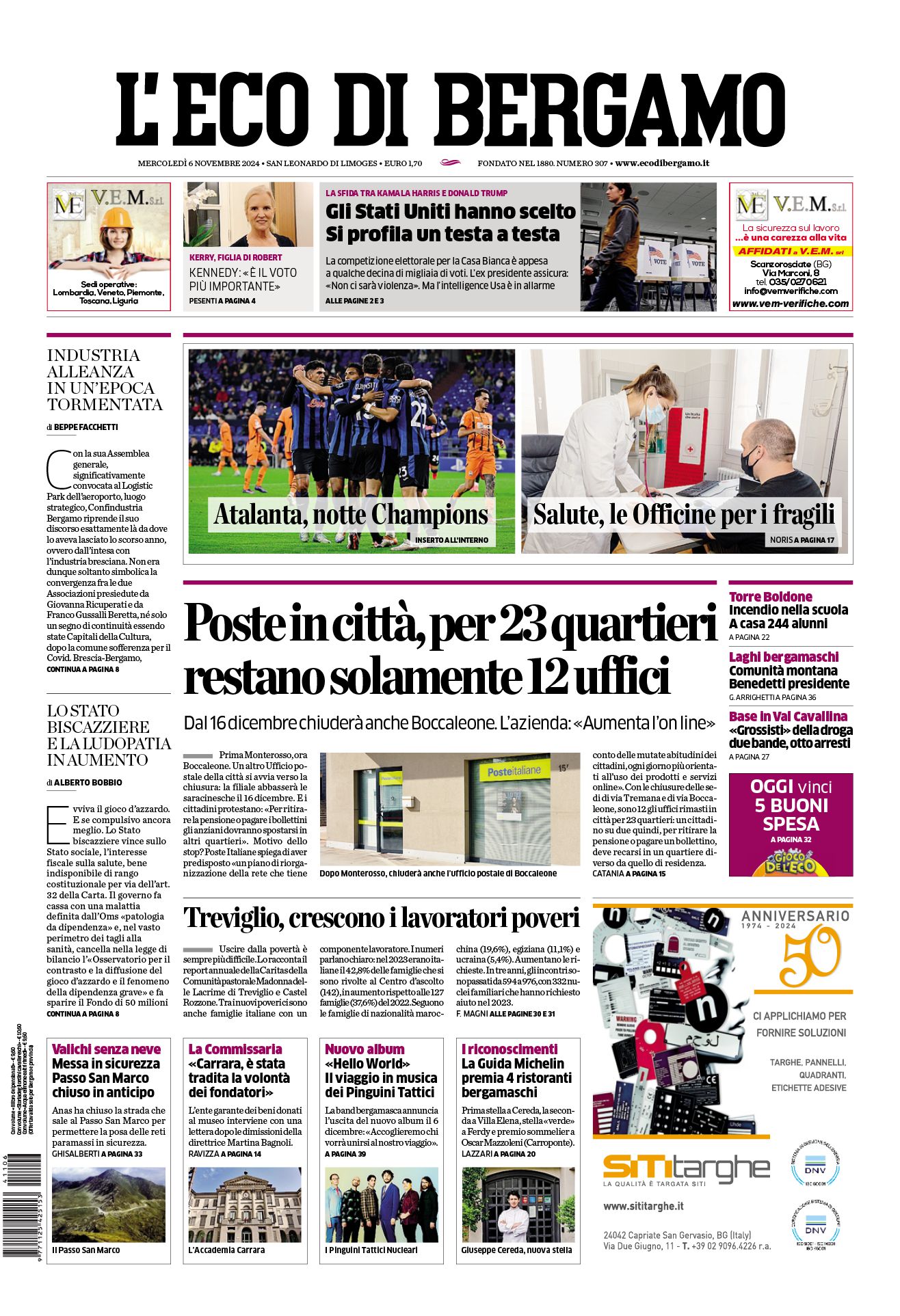 Prima-pagina-eco-di-bergamo-edizione-di-oggi-06-11-2024