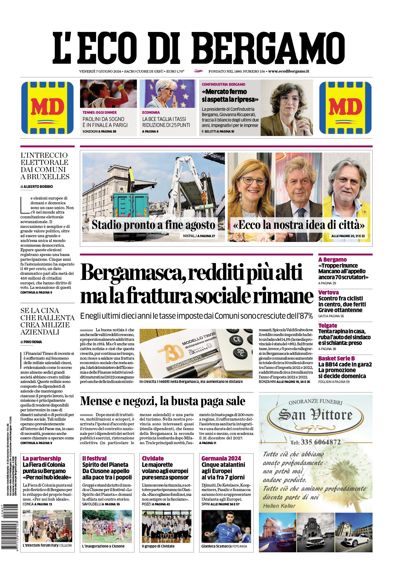 Prima-pagina-eco-di-bergamo-edizione-di-oggi-07-06-2024