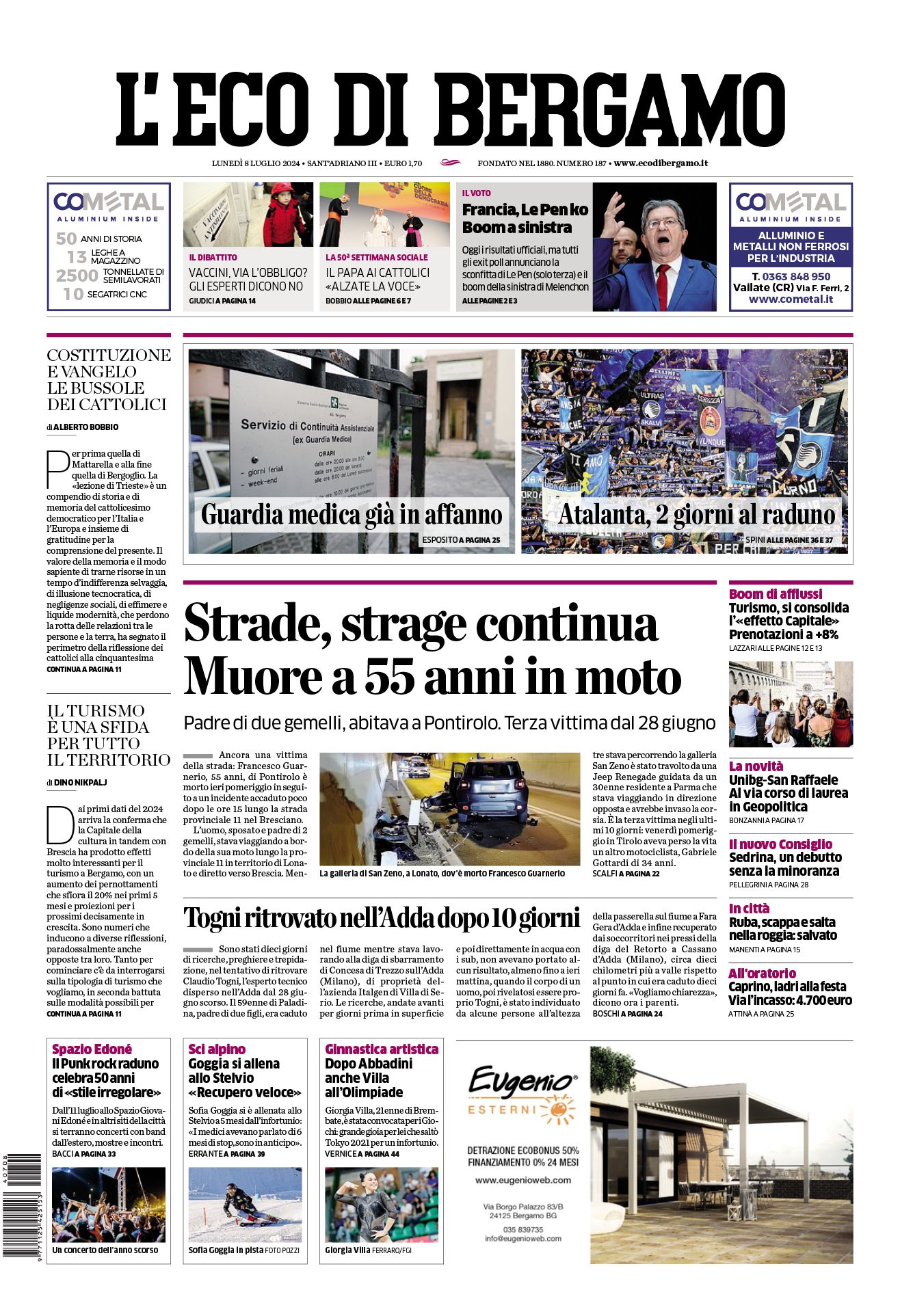 Prima-pagina-eco-di-bergamo-edizione-di-oggi-08-07-2024