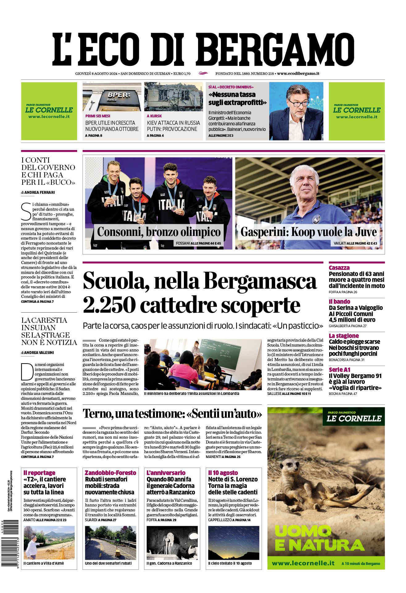 Prima-pagina-eco-di-bergamo-edizione-di-oggi-08-08-2024