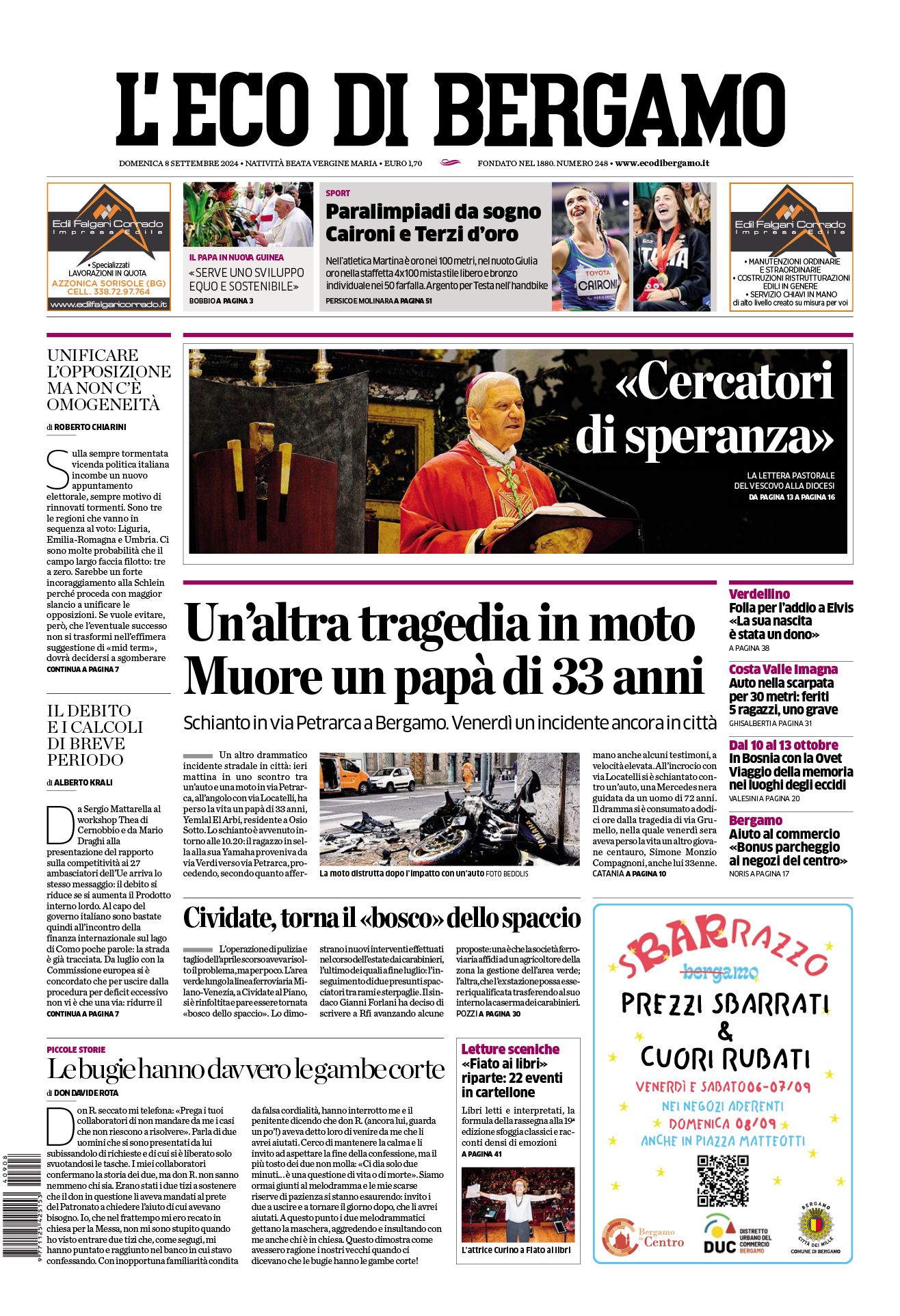 Prima-pagina-eco-di-bergamo-edizione-di-oggi-08-09-2024