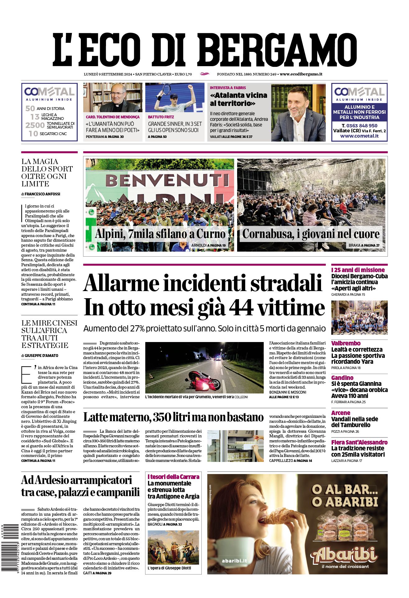 Prima-pagina-eco-di-bergamo-edizione-di-oggi-09-09-2024