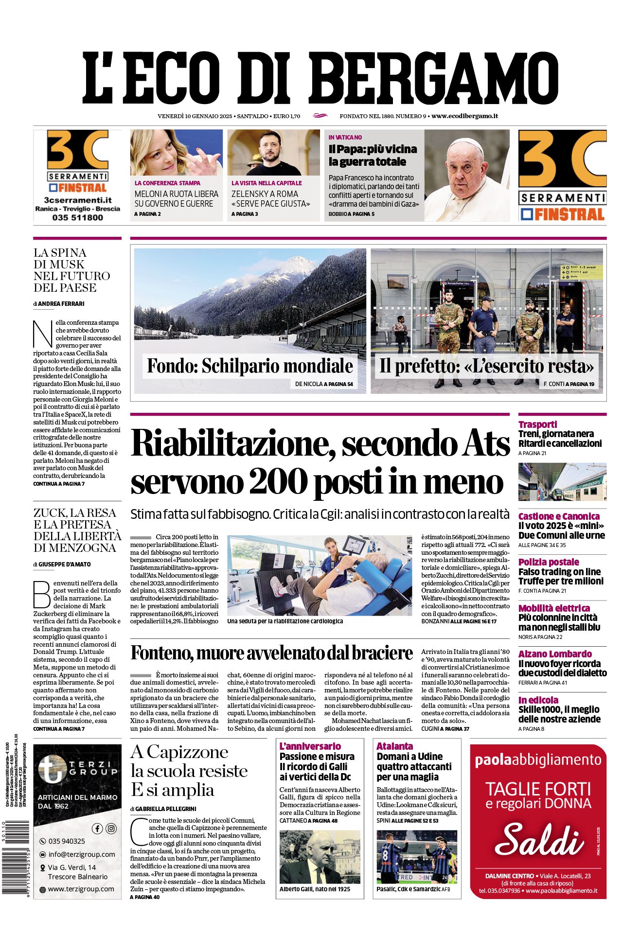 Prima-pagina-eco-di-bergamo-edizione-di-oggi-10-01-2025