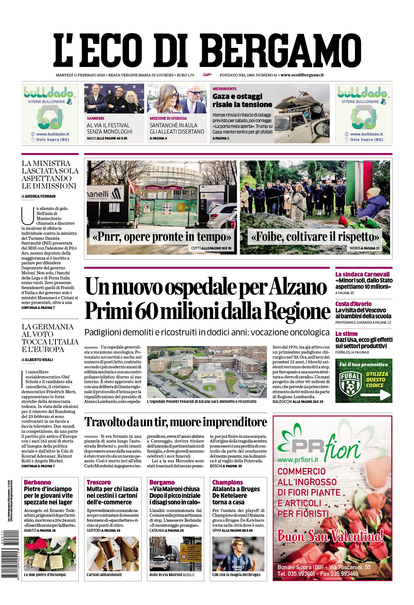 Prima-pagina-eco-di-bergamo-edizione-di-oggi-11-02-2025