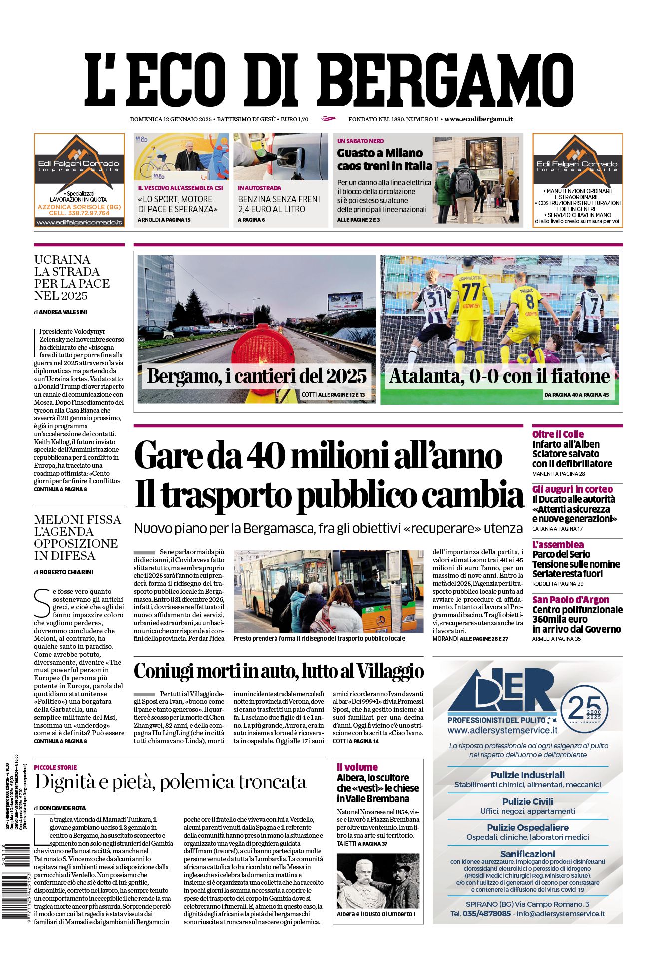 Prima-pagina-eco-di-bergamo-edizione-di-oggi-12-01-2025