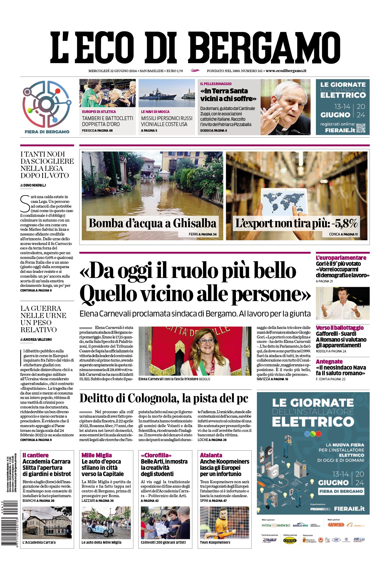 Prima-pagina-eco-di-bergamo-edizione-di-oggi-12-06-2024