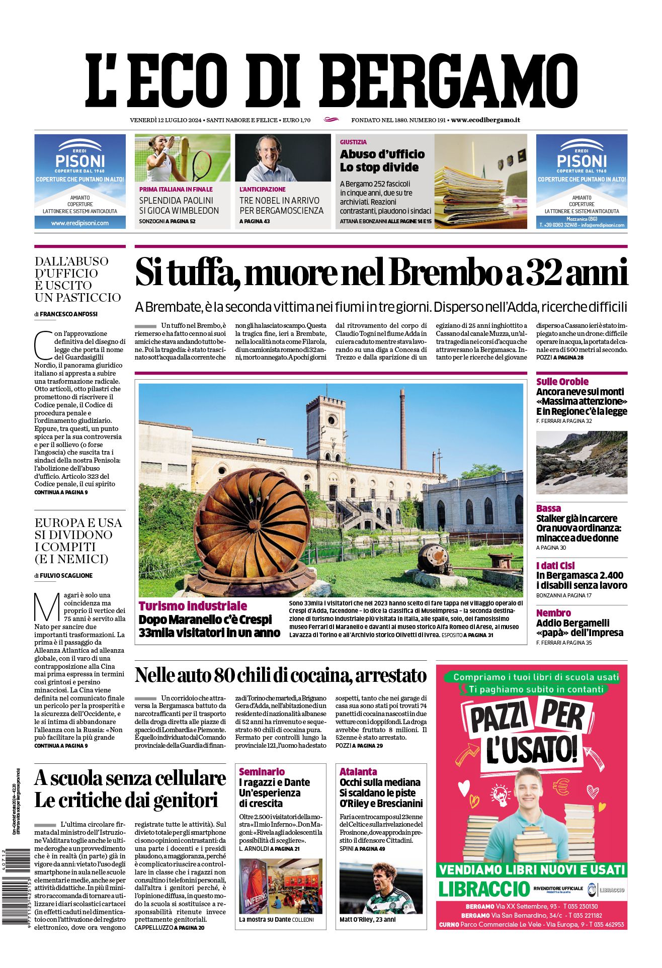 Prima-pagina-eco-di-bergamo-edizione-di-oggi-12-07-2024