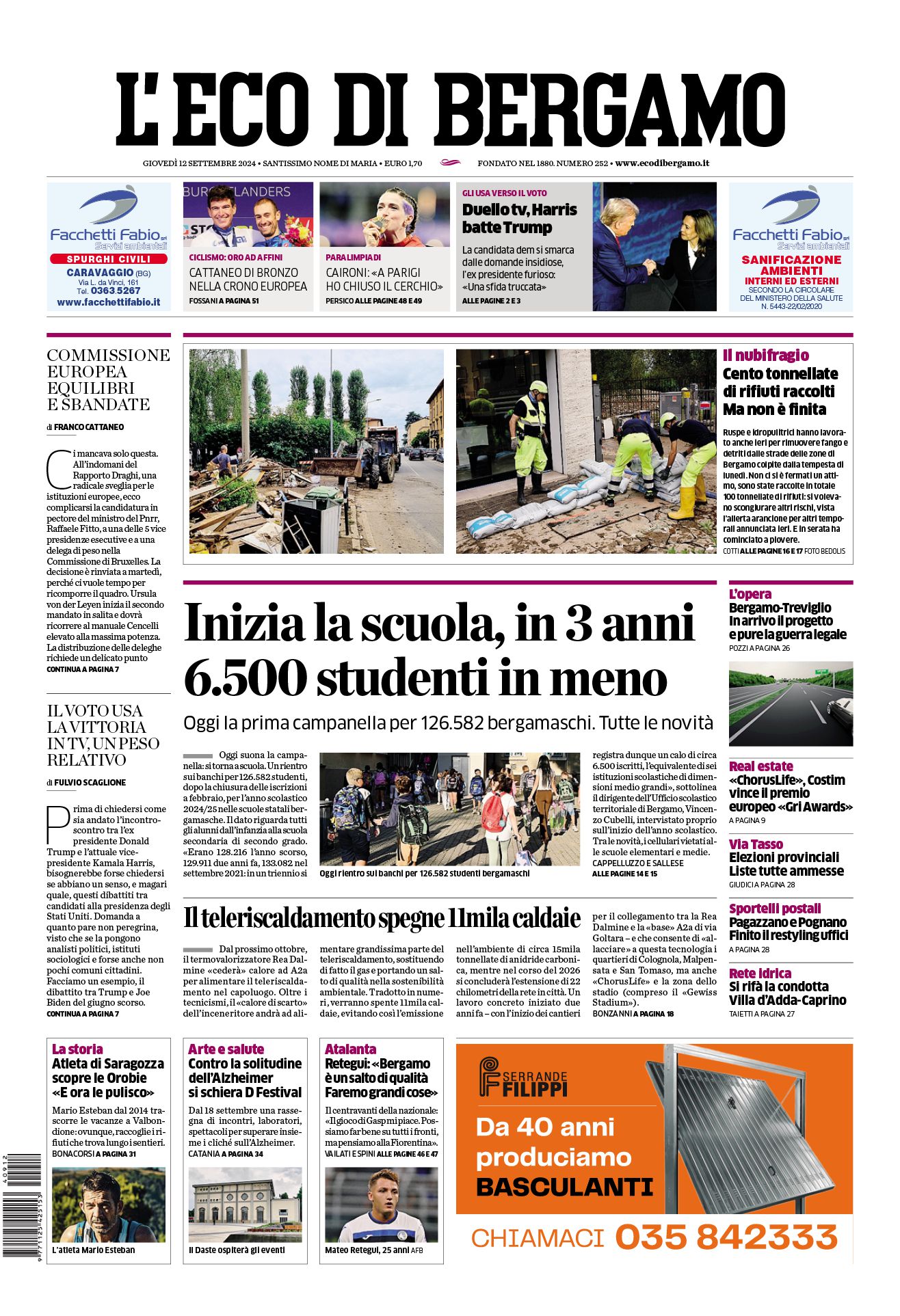 Prima-pagina-eco-di-bergamo-edizione-di-oggi-12-09-2024